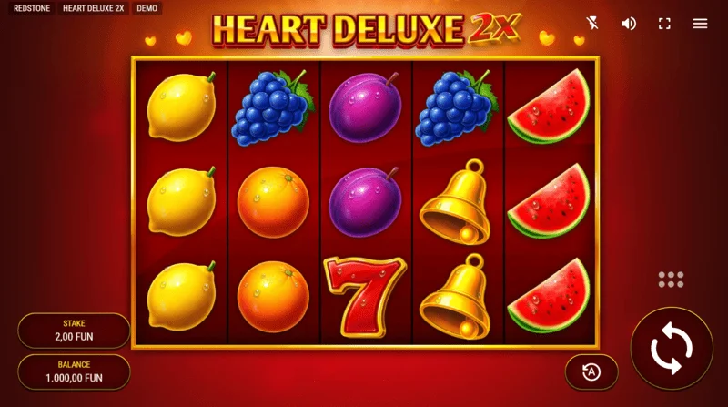 Heart Deluxe 2x - skrin permainan dengan 5×3 reels