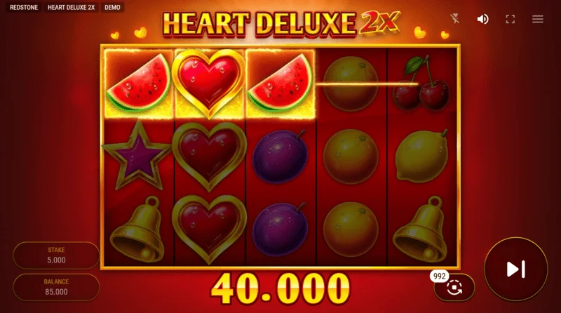 Heart Deluxe 2x - kombinasi kemenangan dengan wild pada reel